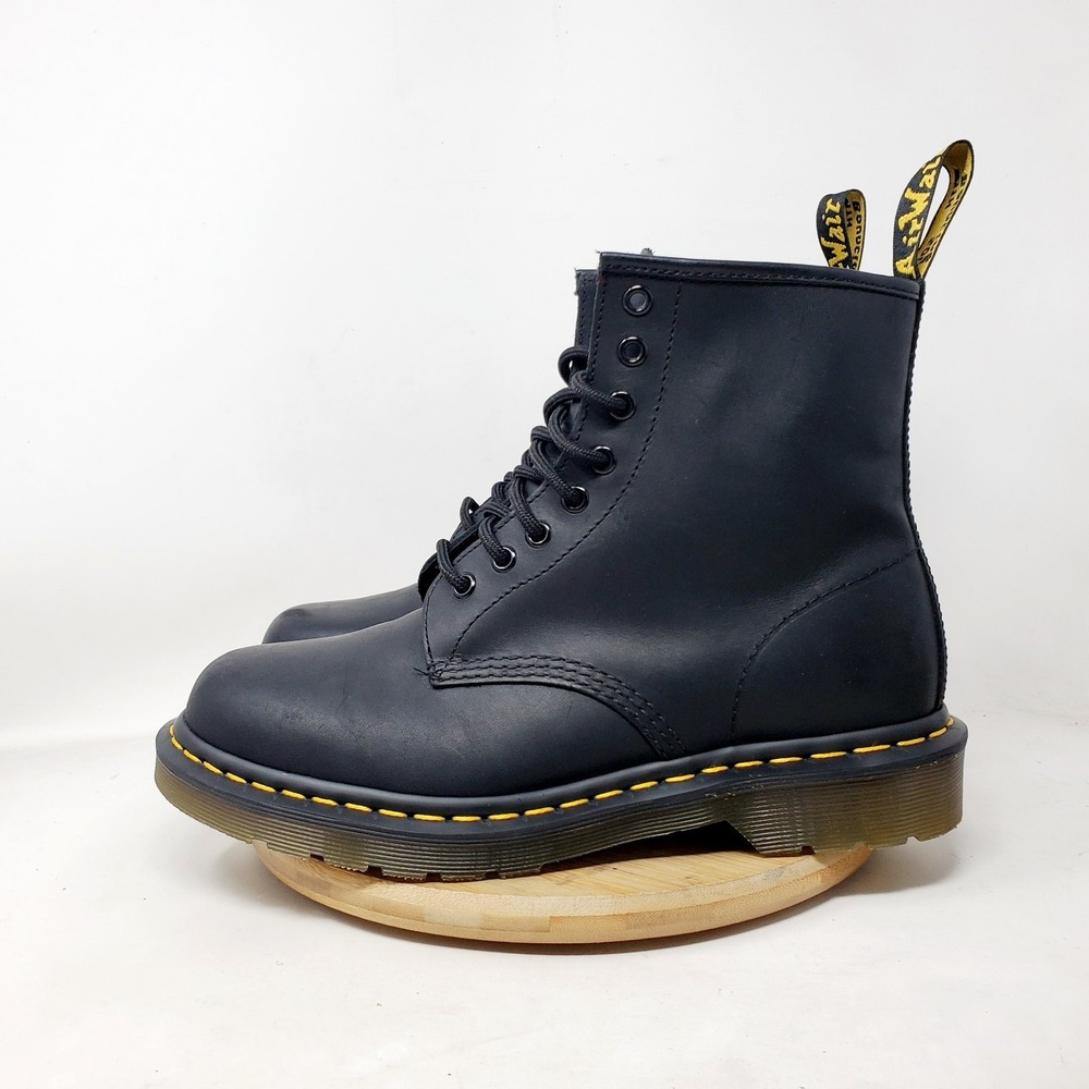 Dr Martens 1460 Boots Mens 8 Black Leather Punk Goth Chunky Retro Shoes